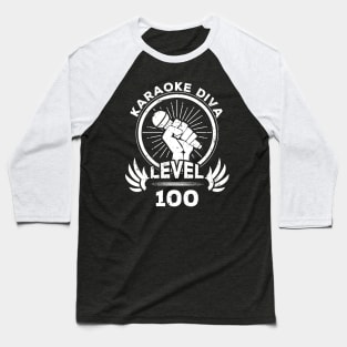 Level 100 Karaoke Diva Gift For Karaoke Fan Baseball T-Shirt